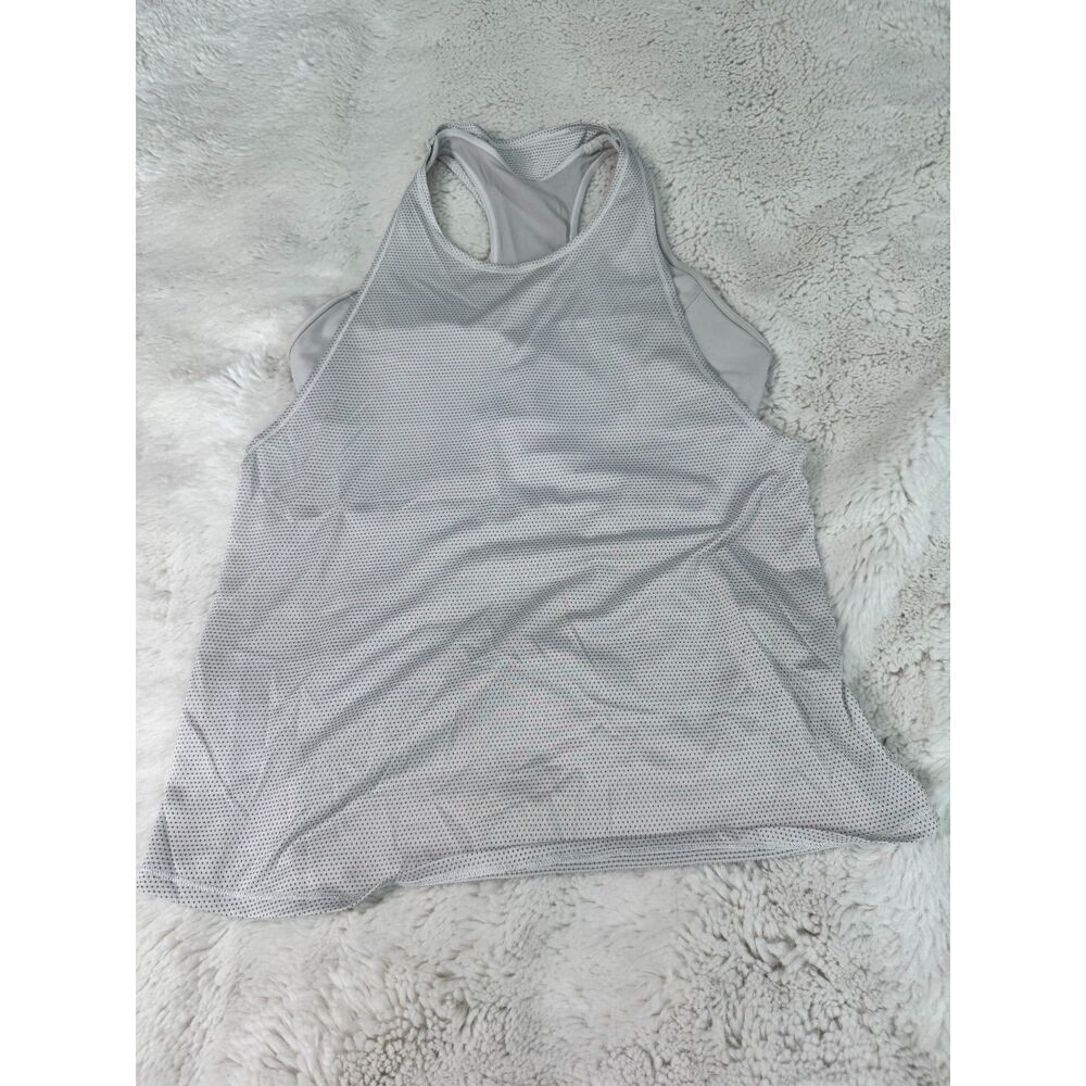 Lululemon Pushing Limits 2-in-1 Tank Size 6 Gray Mesh Built-In Bra Workout
